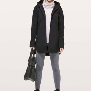 Lululemon Glyde Along Softshell LW4ARBS Black Hooded Waterproof Rain Coat Sz 8